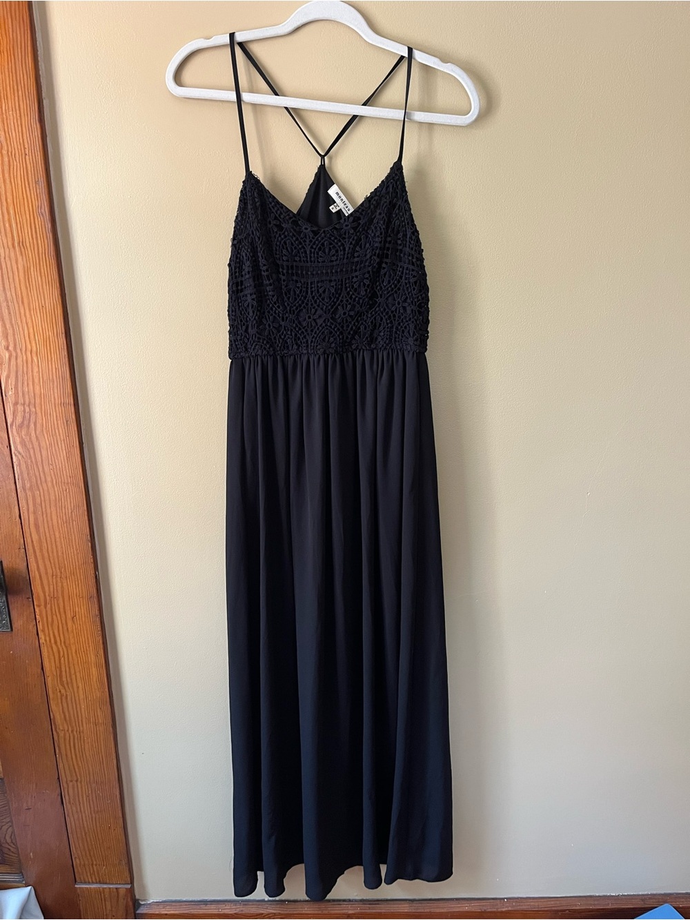 Monteau Black Crochet Bodice Maxi Dress